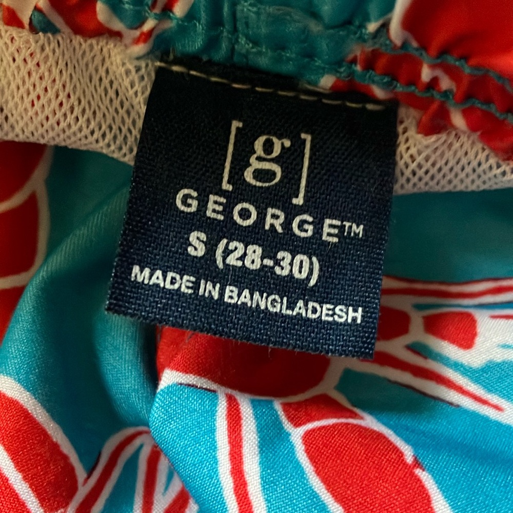 💗5/$25!💗 George-Lobster Print Swim Shorts - Blue and Red Men’s Small - Picture 2 of 5